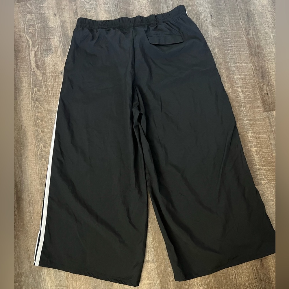 adidas Black Wide Leg Trousers with White Accents - Picture 5 of 10